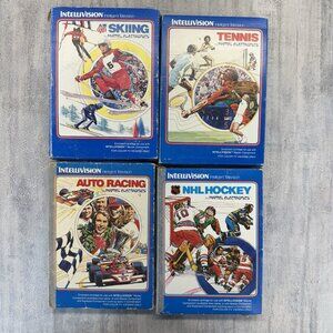 Vintage Intellivision Skiing Tennis Auto Racing Hockey Tested